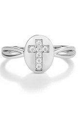 felicitous silver cubic zirconia stones cross ring for kids